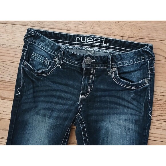 Rue 21 Women's Low Rise Skinny Denim Dark Blue Jeans 5/6 Short - Picture 4 of 8